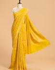 Yellow Kadwa Jaal Muslin Silk Saree
