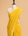 Yellow Kadwa Jaal Muslin Silk Saree