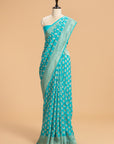Firozi Kadwa Butta Muslin Silk Saree