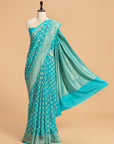 Firozi Kadwa Butta Muslin Silk Saree
