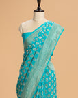 Firozi Kadwa Butta Muslin Silk Saree