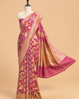 Wine Kadwa Jaal Georgette Tussar Saree