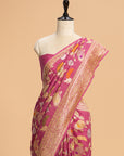 Wine Kadwa Jaal Georgette Tussar Saree