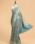 Cobalt Blue Kadwa Jaal Georgette Tussar Saree