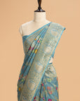 Cobalt Blue Kadwa Jaal Georgette Tussar Saree
