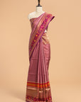Gajar Pink Kadwa Tussar Silk Saree
