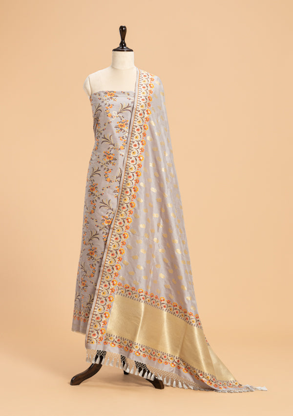 Grey Jamdani Silk Dress