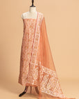Peach Jamdani Cotton Net Dress