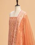 Peach Jamdani Cotton Net Dress
