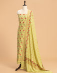 Pista Green Jamdani Georgette Tussar Dress