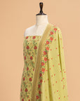 Pista Green Jamdani Georgette Tussar Dress