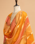 Peach Orange Kadwa Kora Silk Dupatta