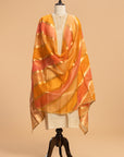 Peach Orange Kadwa Kora Silk Dupatta