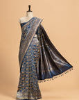 Royal Blue Brocade Saree in Silk