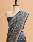 Royal Blue Brocade Saree in Silk