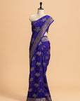 Purple Kadwa Butta Muslin Silk Saree
