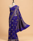 Purple Kadwa Butta Muslin Silk Saree