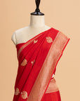 Red Kadwa Butta Muslin Silk Saree