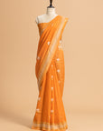 Orange Kadwa Butta Muslin Silk Saree