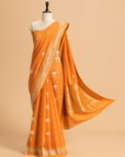 Orange Kadwa Butta Muslin Silk Saree