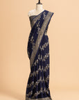 Navy Blue Kadwa Muslin Silk Saree