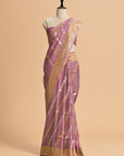 Gajar Pink Kadwa Georgette Tussar Saree