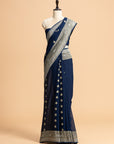 Navy Blue Kadwa Butta Georgette Saree