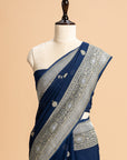 Navy Blue Kadwa Butta Georgette Saree