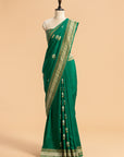 Green Kadwa Butta Muslin Silk Saree