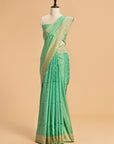 Sea Green Kadwa Butta Silk Saree