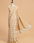 Off-White Kadwa Butta Muslin Silk Saree