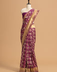 Wine Jamdani Silk Saree