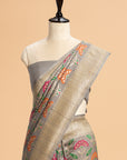 Grey Jamdani Jaal Georgette Tussar Saree