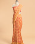 Peach Jamdani Georgette Saree