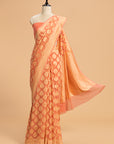 Peach Jamdani Georgette Saree