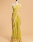 Light Green Kadwa Butta Georgette Saree