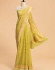 Light Green Kadwa Butta Georgette Saree
