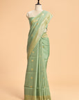 Pista Meenkari Pallu Georgette Tussar Saree