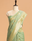 Pista Meenkari Pallu Georgette Tussar Saree