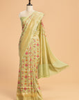 Pista Jamdani Jaal Georgette Tussar Saree