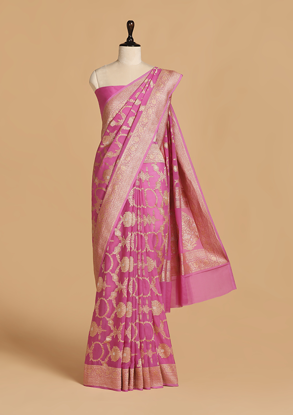 Pink Jaal Saree in Georgette