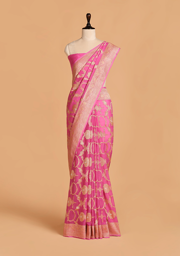 Pink Jaal Saree in Georgette