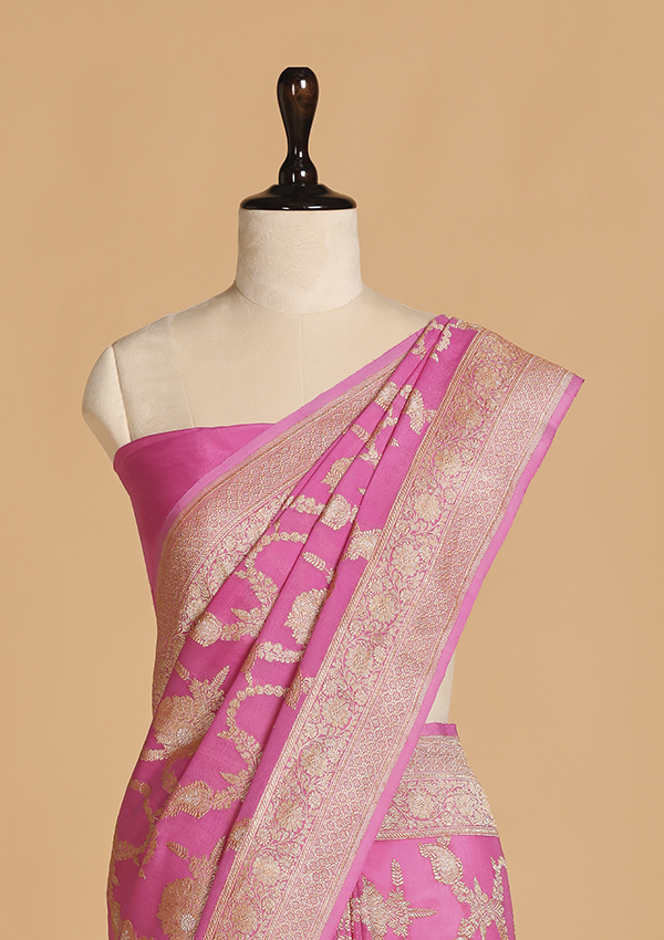 Pink Jaal Saree in Georgette