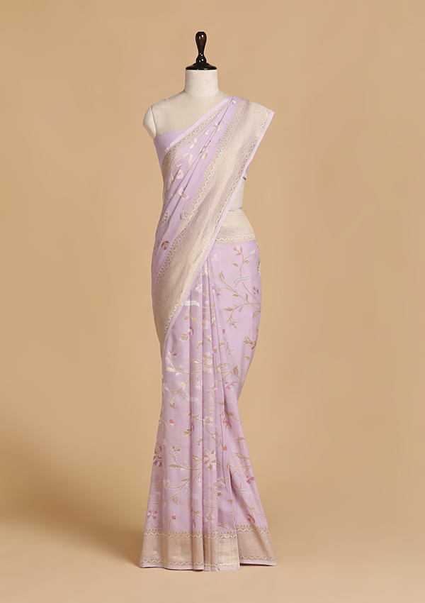 Lavender Jaal Saree in Georgette