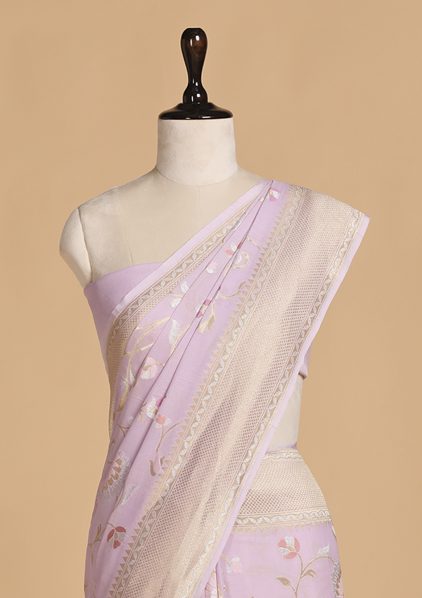 Lavender Jaal Saree in Georgette