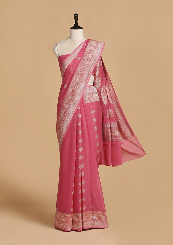 Pink Butti Saree in Georgette