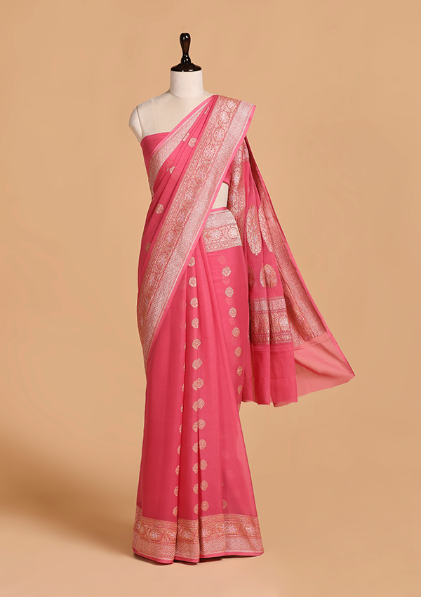 Pink Butti Saree in Georgette