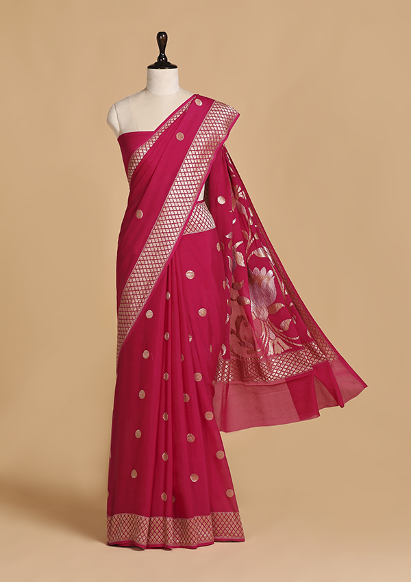 Magenta Open Pallu Saree in Georgette