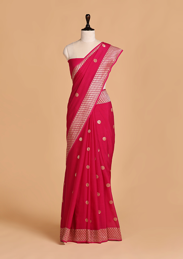 Magenta Open Pallu Saree in Georgette