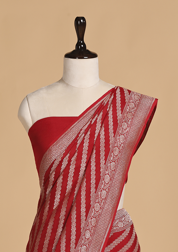 Red Leheriya Saree in Georgette